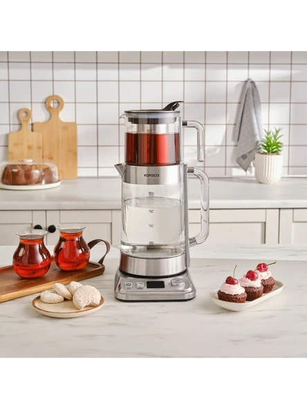 Karaca Refika'dan Xl Cam Çay Makinesi Chrome