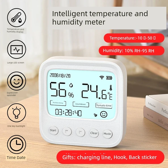 İç Ortam Termometre Higrometre - Timer ve Arka Işık - Resim 2