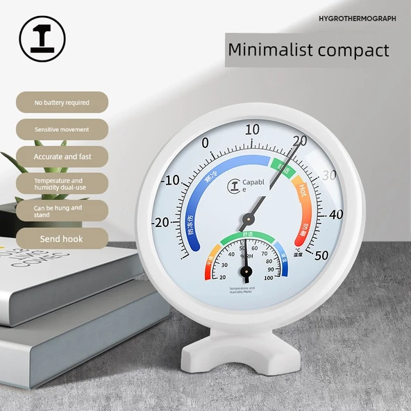 Mini Fildişi Beyazı Termometre Higrometre - Askılıklı