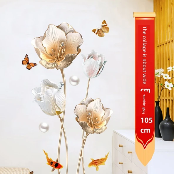 3D Lotus Çiçeği Duvar Stickerı - Lotus 2