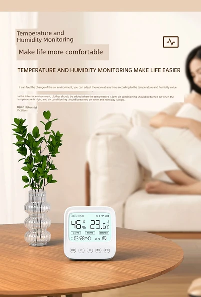 İç Ortam Termometre Higrometre - Timer ve Arka Işık - Resim 9