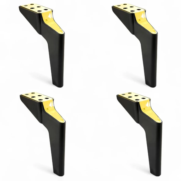 Logan 4 Adet 23 Cm Siyah Gold Lüks Mobilya Kanepe Tv Ünitesi Berjer Koltuk Ayağı Konsol Ayakları - Resim 7