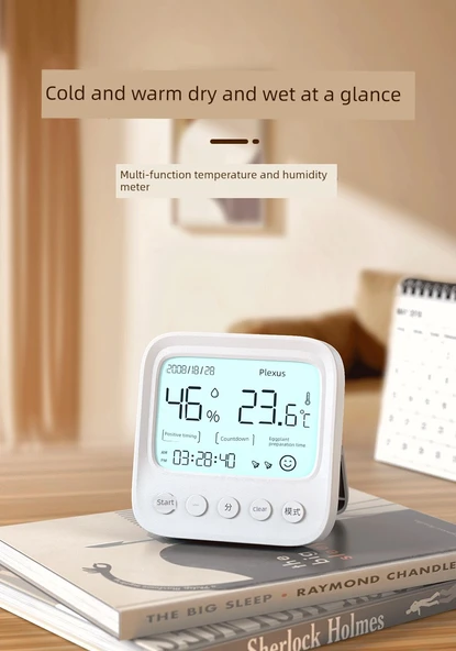 İç Ortam Termometre Higrometre - Timer ve Arka Işık - Resim 6