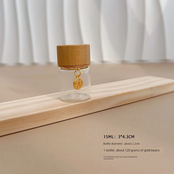 Bambu Kapaklı 15ml Cam Saklama Şişesi - Cai Etiketli