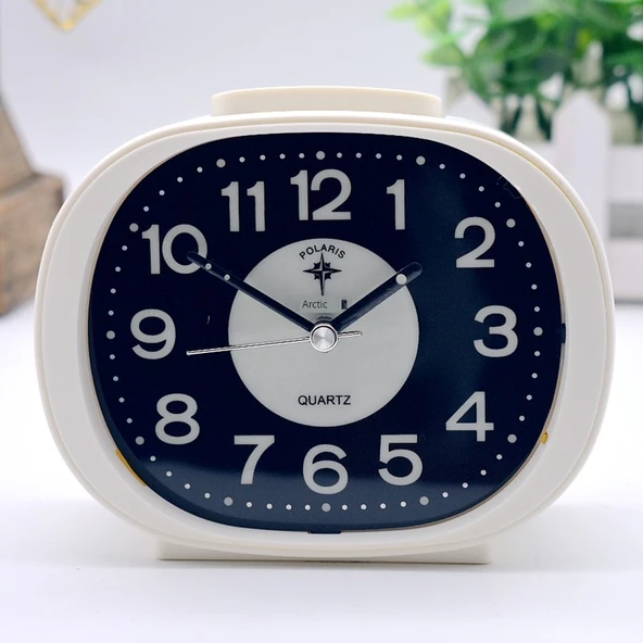 Büyük Yazılı Gece Lambalı Erteleme Özellikli Çalar Saat - Beyaz Işıklı