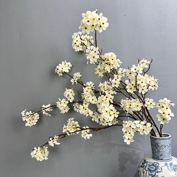 Yapay Armut Çiçeği Dalı - Tatlı Armut Çiçekleri Beyaz (90cm) - 4