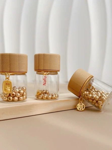 Bambu Kapaklı 30ml Cam Saklama Şişesi - Bereket Etiketli - 2