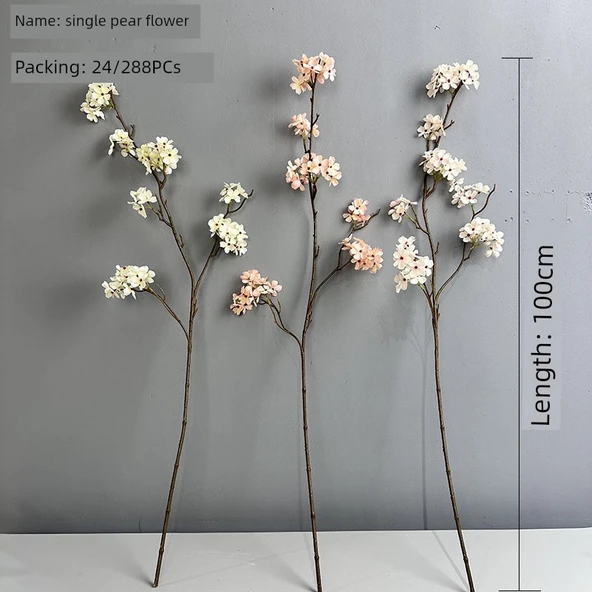 Yapay Armut Çiçeği Dalı - Tatlı Armut Çiçekleri Beyaz (90cm) - 9