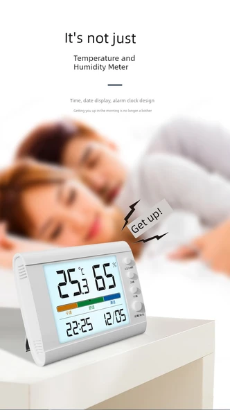 Dijital Higrometre Termometre 601 Beyaz Işıklı Şarjlı - 12