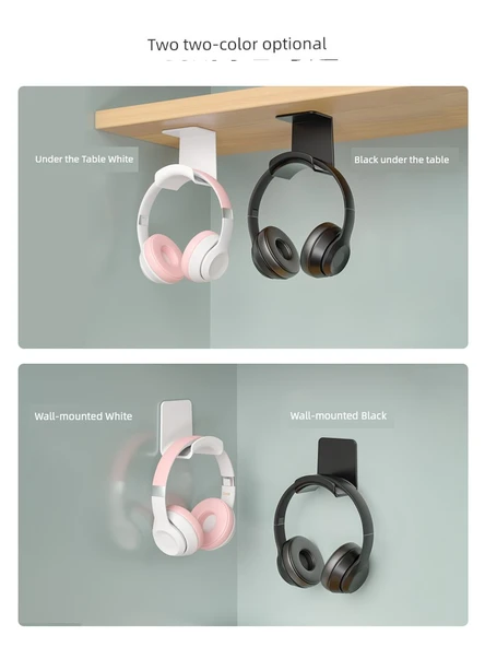 Bluetooth Kulaklık Standı - Pembe İki Adet Masa Altı Asma Aparatlı - 3
