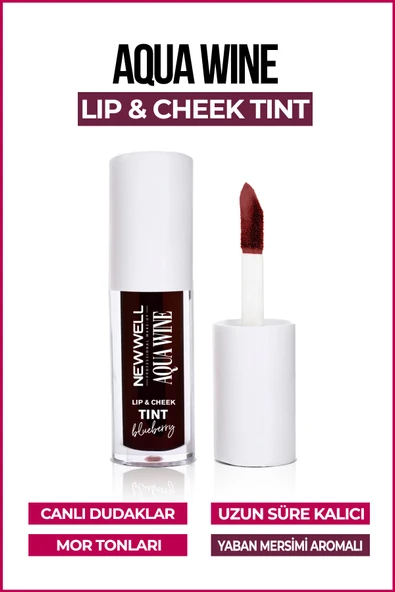 NEW WELL Aqua Wine Lip & Cheek Tint Yaban Mersini Aromalı 6 ML