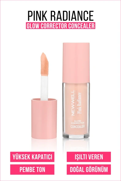 NEW WELL Pink Radiance Glow Corrector Concealer Pembe Işıltılı,Parlaklık,Düzeltici,Kapatıcı 8 GR