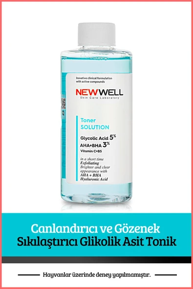 NEW WELL Canlandırıcı ve Gözenek Sıkılaştırıcı Glikolik Asit Tonik (Tüm Cilt Tipleri) 200 ML