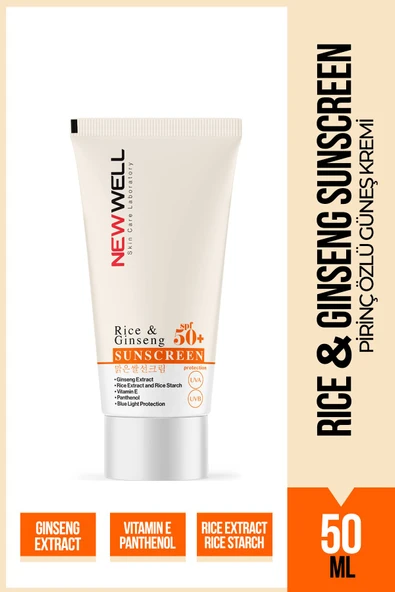 NEW WELL 3 Adet Rice & Ginseng Sunscreen Spf50+ Pirinç Özlü Güneş Kremi 50 ML - 2