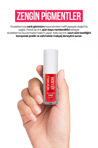 NEW WELL Aqua Rose Lip & Cheek Tint Mango Aromalı 6 ML - 3