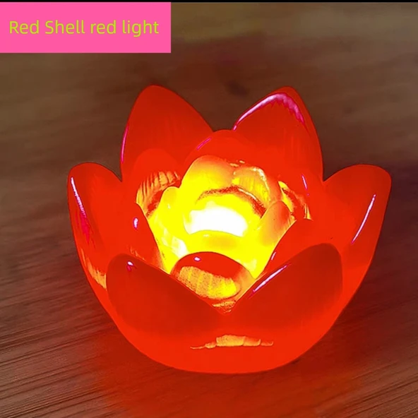 Dijital Işıklı Lotus Lamba - Tomurcuk Kırmızı Kabuk Kırmızı Işık