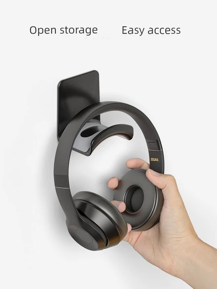 Bluetooth Kulaklık Standı - Siyah Asma Aparatlı + Ayı Yamalı - 4