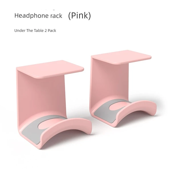Bluetooth Kulaklık Standı - Pembe İki Adet Masa Altı Asma Aparatlı