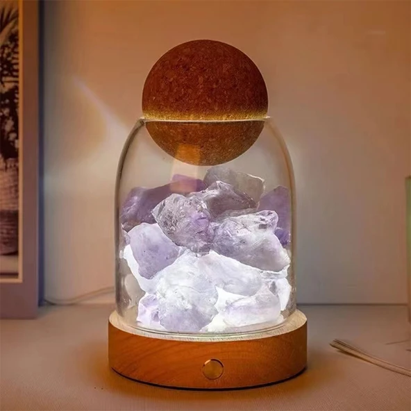 Gece Lambalı Cam Tütsü Taş Saklama Kutusu - Ortanca Bardak (400 Gram Kapasiteli)