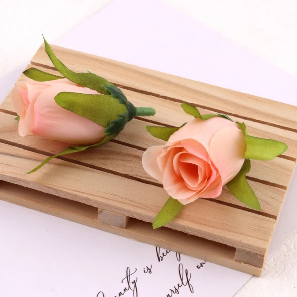 Yapay Lale Çiçek Başı - Ham İpek - Turuncu Kalp - Resim 10