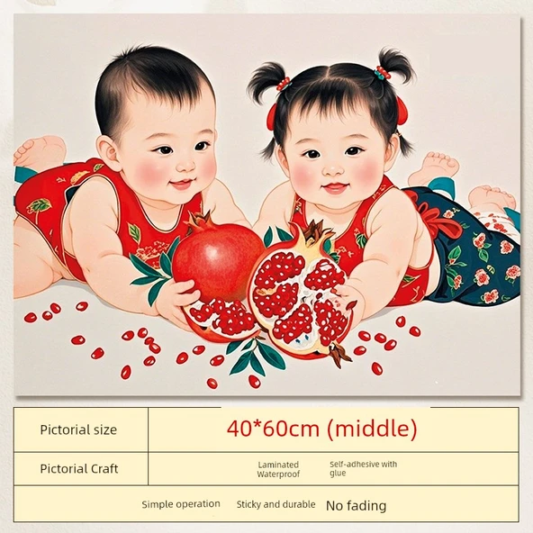 Bebek Hamilelik Poster Duvar Stickerı - Ejderha ve Anka Kuşu 40x60cm