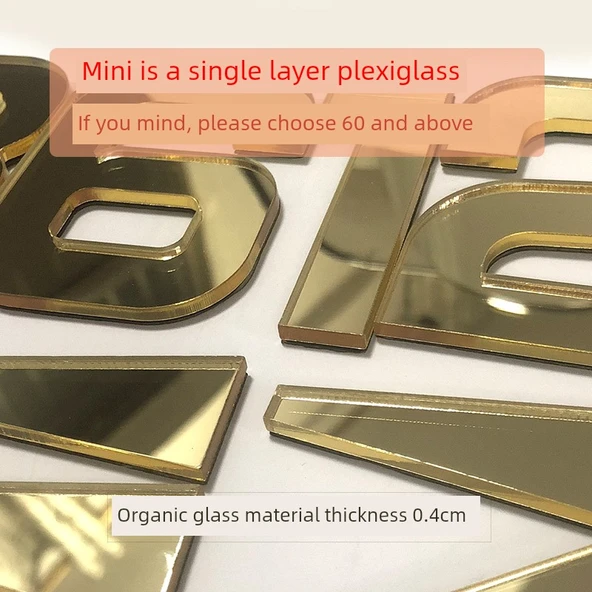 3D Duvar Saati - Mini Altın (40x40cm) (Tek Katmanlı Organik Cam) - 7