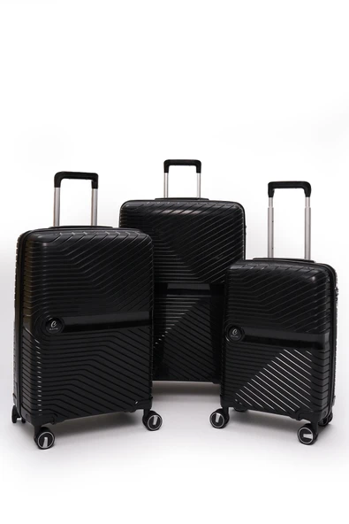 Elatae Exclusive Pro Polipropilen Kırılmaz 3'lü Valiz Seti Büyük - Orta ve Kabin Boy Siyah 5239 ürün görseli