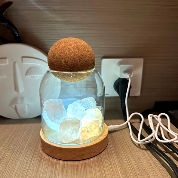 Gece Lambalı Cam Tütsü Taş Saklama Kutusu - Yeşil Kristal (200g) - Resim 5