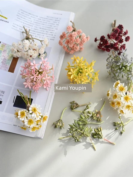 Mini Yapay Çiçek Buketi - Açık Mor Mini Gümüş Taç Çiçekleri - 2
