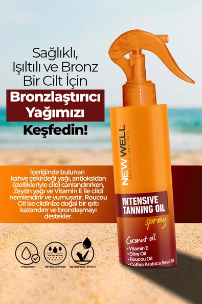 Yoğun Bronzlaştırma Spreyi Kahve Çekirdeği Yağı 150 ML