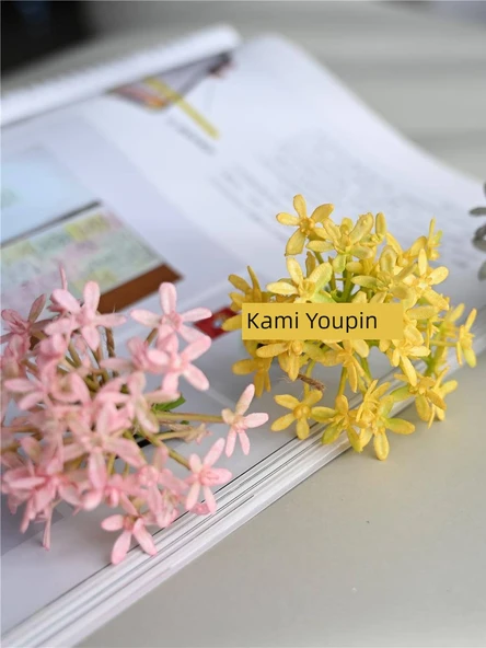 Mini Yapay Çiçek Buketi - Açık Mor Mini Gümüş Taç Çiçekleri - 3