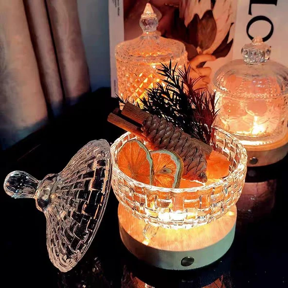 Gece Lambalı Cam Tütsü Taş Saklama Kutusu - 10cm Takılabilir Lamba Tutucu - Resim 10