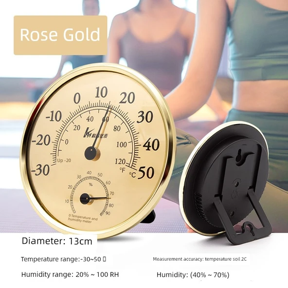 Duvar Tipi Termometre Higrometre - Rose Gold Braketli