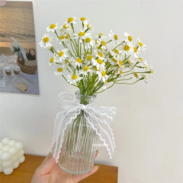 Dikey Desenli Cam Vazo - Yükseklik 14cm - 11