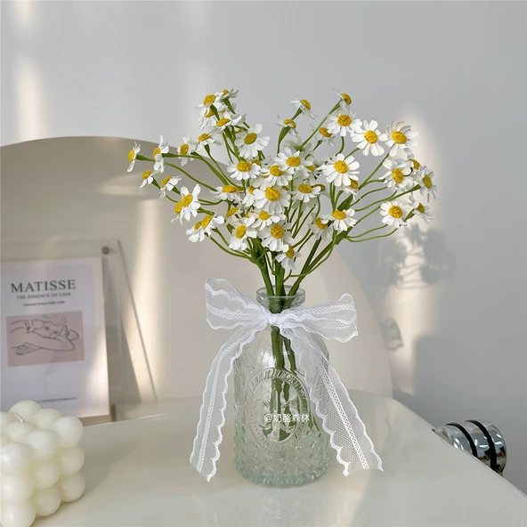 Dikey Desenli Cam Vazo - Yükseklik 14cm - 10