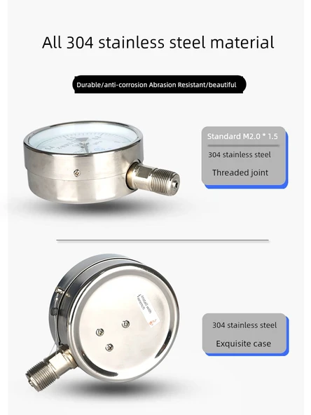 304 Paslanmaz Çelik Basınç Ölçer Y100 - 0-1.6mpa 16kg - 5