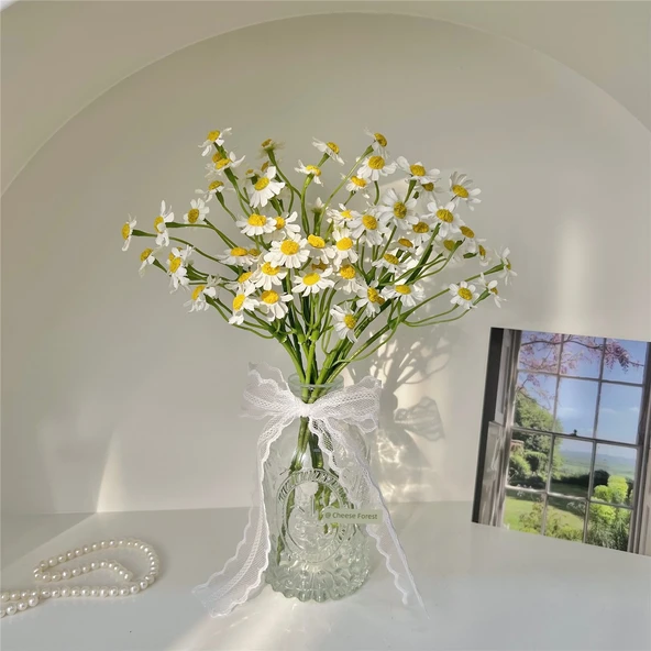 Dikey Desenli Cam Vazo - Yükseklik 14cm - 9