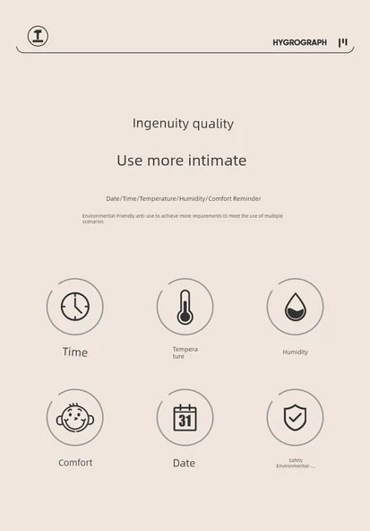 Dijital Termometre Higrometresi - Ultra İnce Minimalist Geniş Ekran Manyetik Konfor Ekranlı - 8