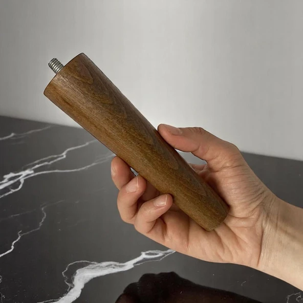 Ahşap Ayak 15 Cm Ceviz M8 Civatalı Bağlantı Aparatlı Dolap Mobilya Koltuk Kanepe Destek Ayağı Ayakları - Resim 8