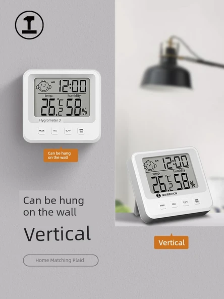 Dijital Termometre Higrometresi - Ultra İnce Minimalist Geniş Ekran Manyetik Konfor Ekranlı - 3