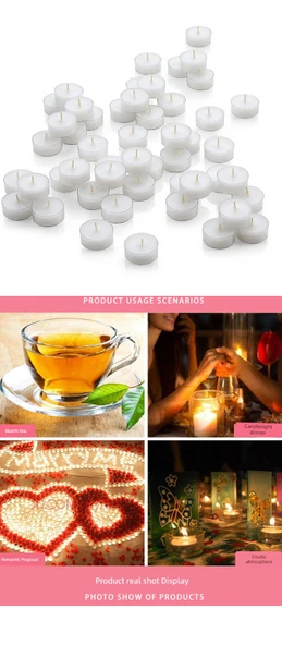 Romantik Tealight Mum - Şeffaf Beyaz Çay Mumu - 12