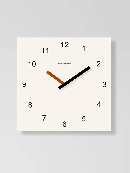 Modern Kare Sanat Duvar Saati - 33 cm Art C Turuncu Yazılı - 2