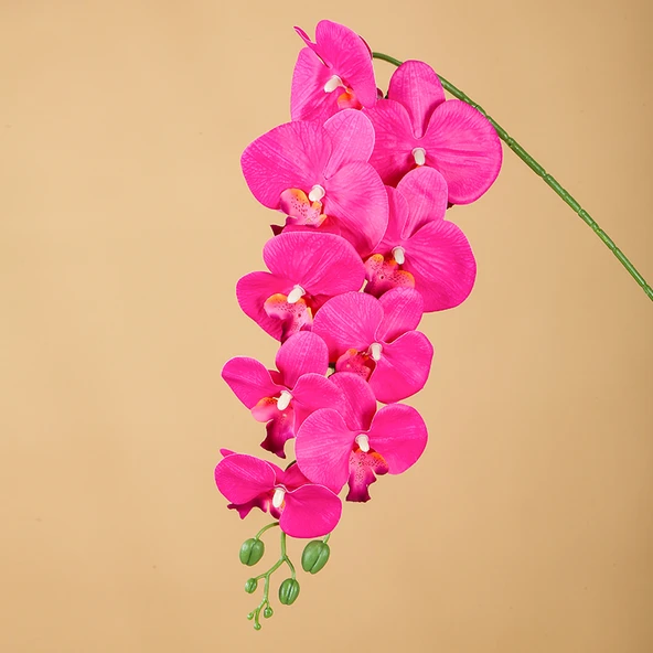 Yapay Phalaenopsis Orkide Aranjmanı - Gül Kırmızısı 1 Dal 9 Başlı