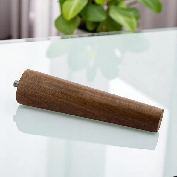 Ahşap Ayak 15 Cm Ceviz M8 Civatalı Bağlantı Aparatlı Dolap Mobilya Koltuk Kanepe Destek Ayağı Ayakları - Resim 2