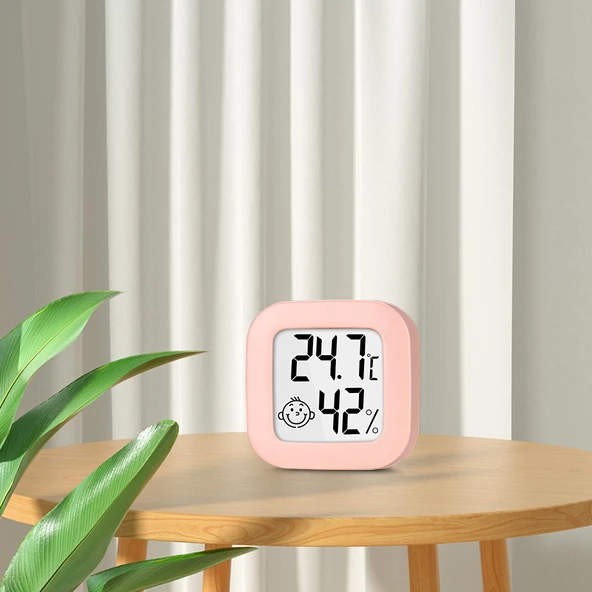 Dijital Higrometre Termometre - Mini 0726 Pembe
