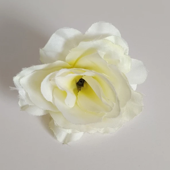Yapay Gül Çiçeği - Bej Gül Başı (Yaklaşık 8cm)