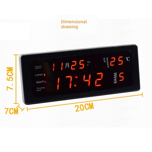Dijital LED Takvimli Alarm Masa Saati - Gümüş Yeşil Işık - 5