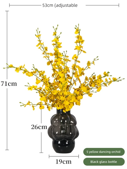 Yapay Oncidium Orkide Çiçek Aranjmanı - Sarı Dansçı Orkide + A Vazo