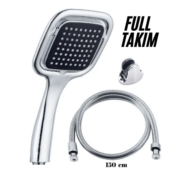 DESIPHON Siyah Kare Duş Başlığı Banyo Duş Seti 1.5 Metre Duş Hortum Ve Başlık Set