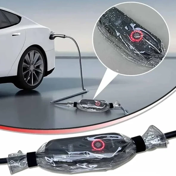 Glanz Elektrikli Araç Şarj Adaptör Yağmur Koruma Brandası, EV Şarj Adaptör Koruyucu 45 - 23cm